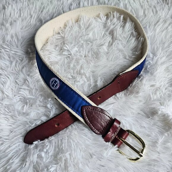 Cape Cod Belt HARDING ACADEMY Waistband Blue Canvas Belt Size 26-27 in - Picture 2 of 8